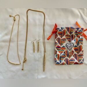 Brighton Gold Jewelry Set with 2 necklaces and Colorful Pouch